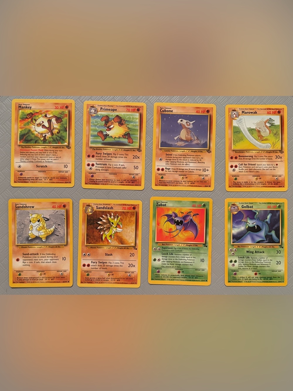 Vintage Pokémon WOTC 8-Card Evolution Lot Base Set, Jungle, Fossil